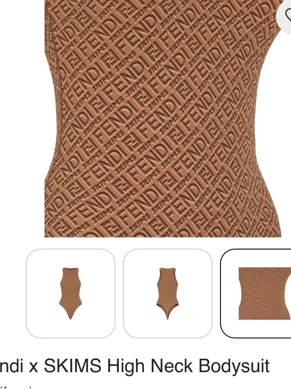 Fendi Tan Monogram High-Neck One-Piece Swimsuit - Picture 3 of 8